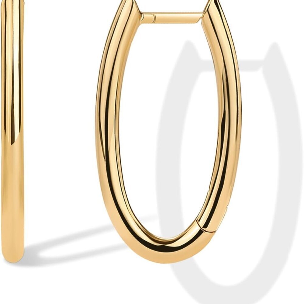 14k Gold Plated Silver Hoop Earrings Geometric U-Shaped Triangle Women